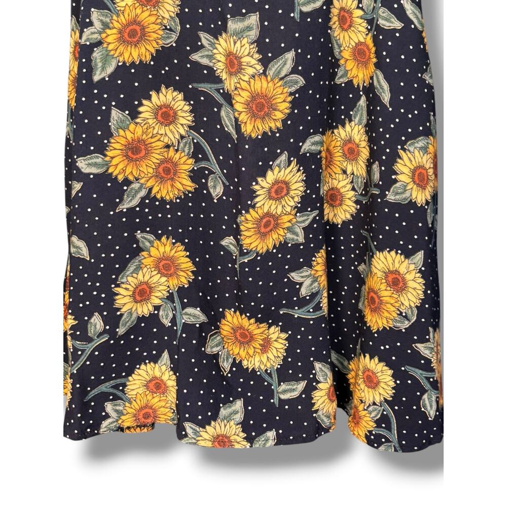 Vintage Sunflower Polka Dot Slip Dress Gingham Cottagecore Sundress Euro Summer - Picture 3 of 11